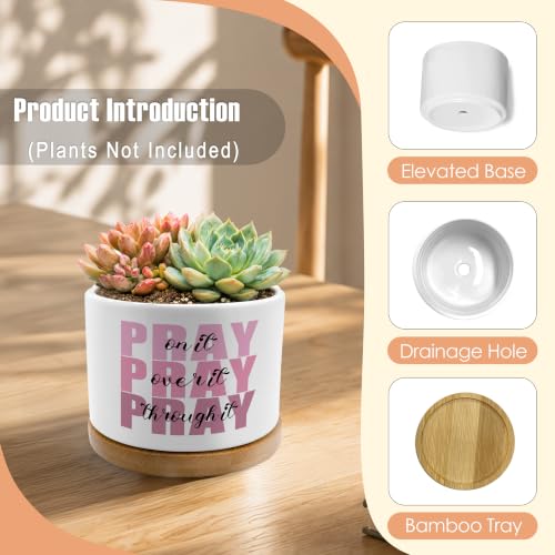 Pink Christian Plant Pots, Pray on It Pray Over It Bible Scripture Ceramic Succulent Flower Planters(No Plants) - color: Psalms a
