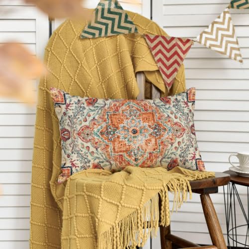AVOIN colorlife Boho Throw Pillow Cover 12x20 Inch - size: 20" x 12" (Pack of 1)