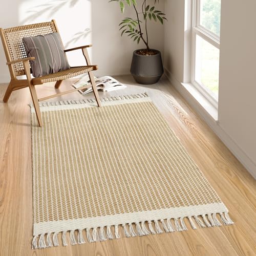 Lahome Boho Bathroom Rugs, 3x5 Washable Area Rug for Bedroom - color: Khaki, size: 3' x 5' (Rectangular)