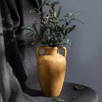 Ceramic Vase with 2 Handles, 11.41 Inch Rustic Farmhouse Vase - color: 103-2-11.4in