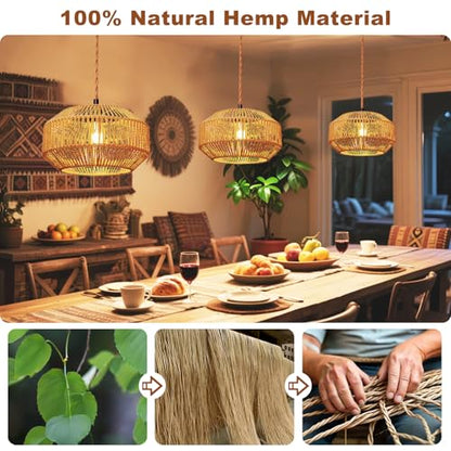 Maliralt Hanging Lamps Rattan Pendant Light Hanging Lights 16.4ft Plug in Cord Pendant Light Fixture Plug Into Wall Outlet Pendant Lighting with On Off Switch for Bedroom Living (Pumpkin Shade) - size: 11.8 Inch - Pumpkin Shade