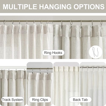 Vision Home Natural Pinch Pleated Sheer Curtains 40Wx95L 2 Panels - color: Natural, size: 40"W x 95"L (Pack of 2)