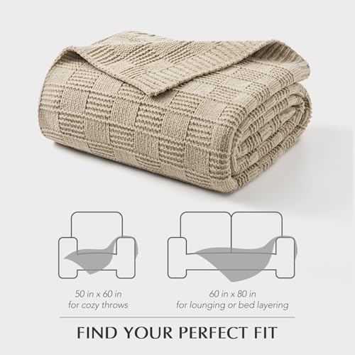 EVERGRACEHOME Modern Checkered Chenille Throw Blanket, 50x60, Sand Dune - color: Sand Dune, size: 50" X 60"