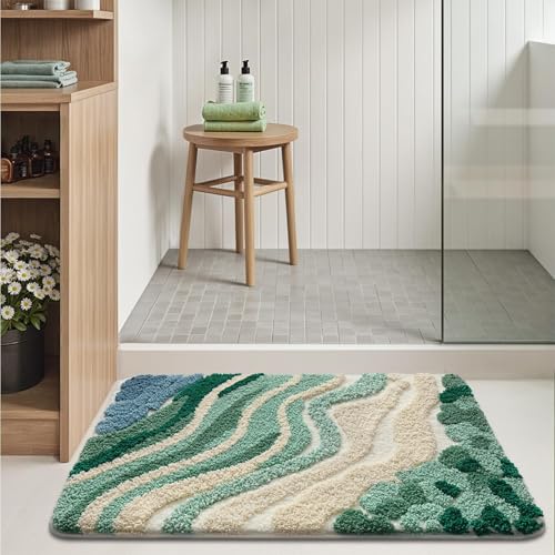 LUMI Beach Bathroom Rug 24x36, Soft Absorbent Bath Mat, Non Slip - color: Beach Aqua Green, size: 24"x36"
