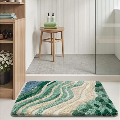 LUMI Beach Bathroom Rug 24x36, Soft Absorbent Bath Mat, Non Slip - color: Beach Aqua Green, size: 24"x36"