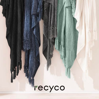 RECYCO Chenille Throw Blanket for Couch, 50"x60", Sage - color: Sage, size: 50'' X 60''