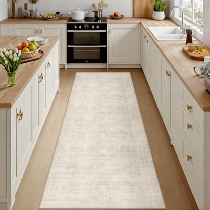 2x8 Hallway Washable Runner Rug: Neutral Kitchen Carpet Beige - color: Beige, size: 2' x 8' (Runner)