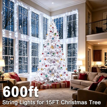 KNONEW 600ft 1500 LED Christmas Lights Outdoor String Light Cool White - color: Cool White, size: 600FT 1500 LED