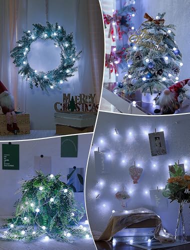 Upgrade Globe String Lights,10FT 30 LED USB Fairy Lights,8 Modes Crystal Crackle Ball Lights,Waterproof Decorative Christmas Lights for Indoor,Outdoor,Bedroom,Classroom,Wedding,Party,White - color: White