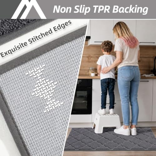 COSY HOMEER Soft Kitchen Floor Mats and Rugs Non Slip 20"x79",Dark Grey - color: Dark Grey, size: 20"X 79"