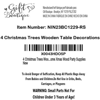 4 Christmas Trees Wooden Table Decorations Centerpiece Block Holiday Tree