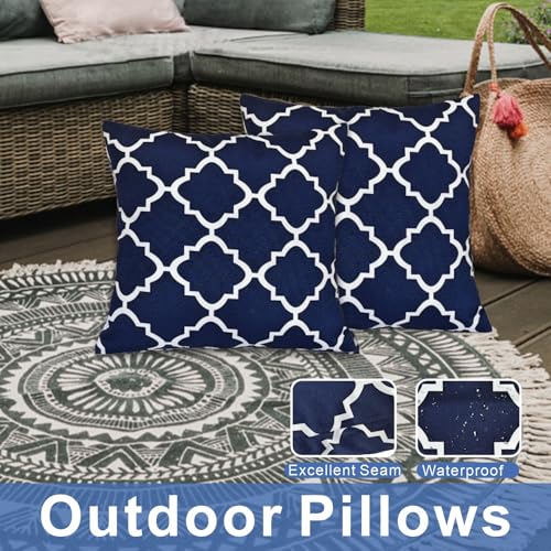 JMGBird Navy Blue Outdoor Pillows Waterproof Outdoor Pillow Cover with Insert - color: Blue-black