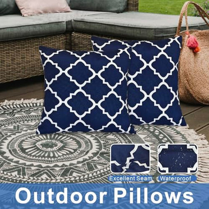 JMGBird Navy Blue Outdoor Pillows Waterproof Outdoor Pillow Cover with Insert - color: Blue-black