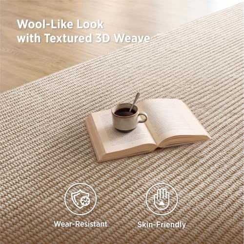 Bedsure 5x7 Faux Wool Area Rug for Living Room, Machine Washable, Beige - color: 07 - Beige, size: 5' x 7' (Rectangular)