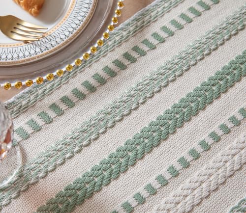 Caflife Sage Green and Beige Woven Rustic Boho Table Runner 72 Inchs Long - color: Sage Green, size: 13x72Inch