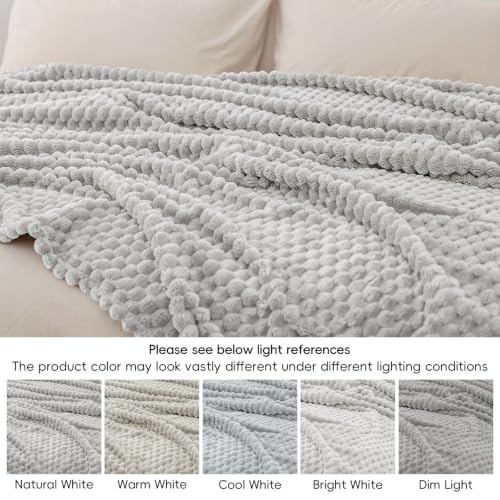 PHF Soft Cozy Fleece Blanket Twin, 340GSM Lightweight Warmth, Light Grey - color: Light Grey, size: Twin(66"x90")
