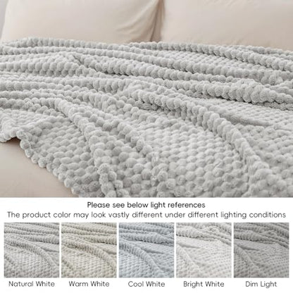PHF Soft Cozy Fleece Blanket King, 340GSM Lightweight Warmth, Light Grey - color: Light Grey, size: King(108"x90")