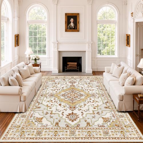 Arenarug 8x10 Washable Area Rug for Living Room, Khaki Rusty Yellow - color: Khaki Rusty Yellow, size: 8' x 10' (Rectangular)