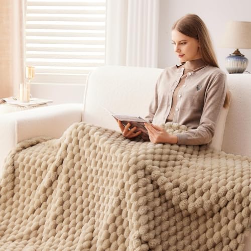 NEWCOSPLAY Fleece Clouds Cozy King Blanket for Couch, Brown, 90"x110" - color: Brown, size: King(90"x110")
