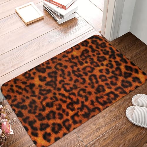 Leopard Print Bath Mat Non-Slip Soft Flannel Bathroom Rugs Washable Bathmat, Carpet Rug Entryway Decor for Tub Shower Room Floor Home Kitchen,24x16 in - color: Leopard Print, size: 1'4" x 1'11" (Rectangular)