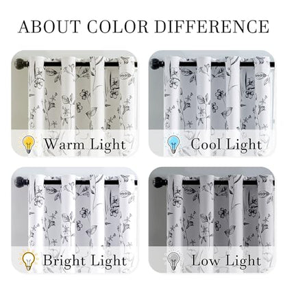 ChrisDowa 100% Blackout Floral Curtains 84 Inches Long 2 Panels,Black - color: Black, size: 52"W x 84"L (Pack of 2)