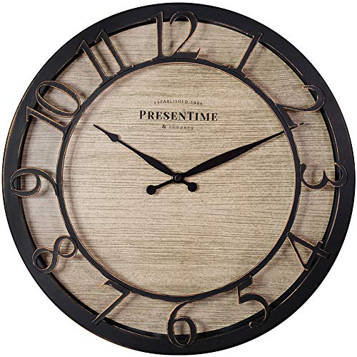 Presentime 13" Farmhouse Series Wall Clock - color: Oil Rubbed Bronze, size: 13 inch