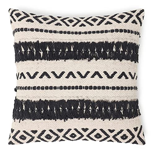 · REDEARTH · Textured Handwoven Throw Pillow Cases Geometric Craft Black - color: Geometric Craft Black, size: 18" x 18" (Pack of 2)