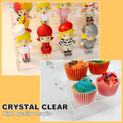 12in 4 Tier Acrylic Riser, Clear Display Organizer, Cupcake Stand & Shelves