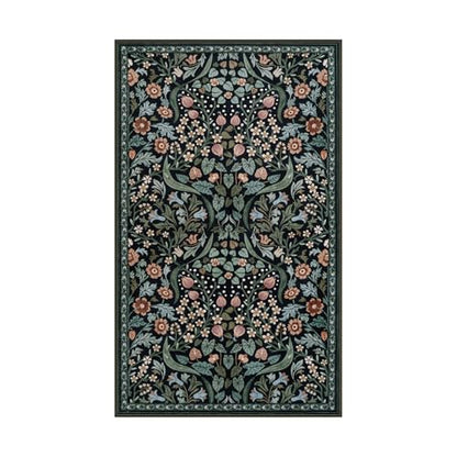 Lahome Dark Floral Rug, 3x5 Soft Moody Botanical Entryway Rug - color: Black, size: 3' x 5'
