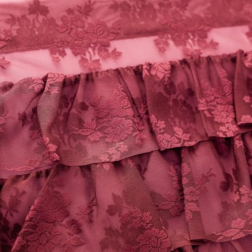 Kotile Burgundy Lace Ruffle Valance for Windows W52 x L18 Inch, 1 Panel - color: Burgundy - Ruffle Lace