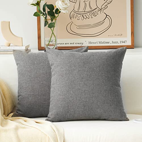 Home Brilliant Pillow Covers 16 x 16 Gray Decorative Pillow Covers for Car Office Bench Couch Sofa, 40x40 cm, Dark Grey - color: Dark Grey, size: 16" x 16" (Pack of 2)