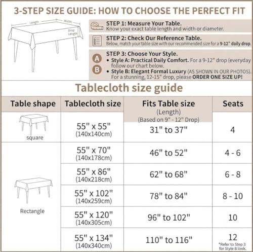 Square Linen Tablecloth Classic Vine Spillproof Cloth, 55x55 Inch - color: Beige Bx, size: 55"x55"fits 4 seats (table length 31"-37")