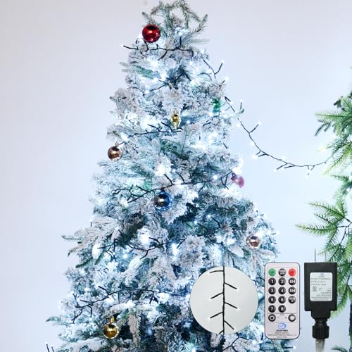 Cluster Lights Christmas 400 Led Fairy Lights Green Wire 49FT Twinkle Lights with Remote 8 Modes String Lights Timer Plug in Firecracker Fairy Lights for Outdoor Valentines Day Decorations,Cool White - color: Cool White, size: 400 LED