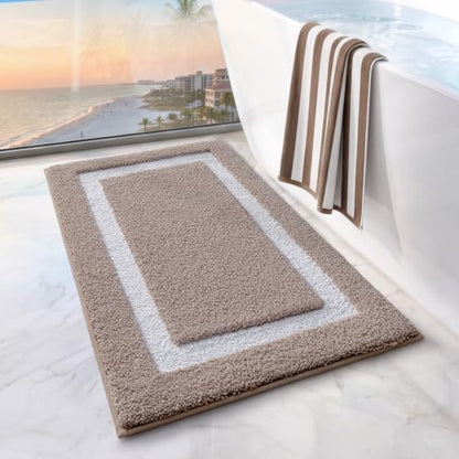 LUMI Bathroom Rug, Non Slip Absorbent Bath Mat, Dark Beige, 16"x24" - color: Dark Beige, size: 16"x24"