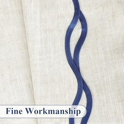 DriftAway Semi Sheer Scalloped Edge Linen Coastal Beach Window Curtains for Living Room Bedroom 2 Panels Rod Pocket Each Size 52 Inch by 72 Inch Navy - color: Linen Navy, size: 52"W x 72"L (Pack of 2)