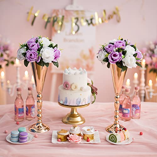 Flower Centerpieces for Wedding Tables: Lilac & White, 2 Packs - color: Lilac & White