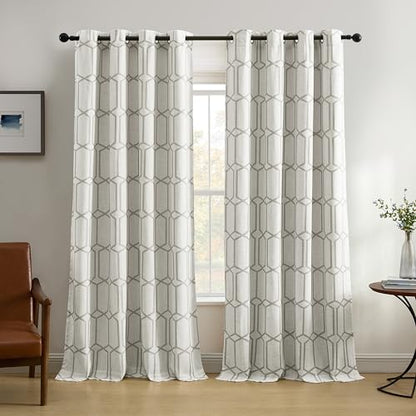 Threadmade Kaiden Geometric Room Darkening Window Curtain, Gray - 52" W x 84" L - color: Grey, size: 52"W x 84"L (Pack of 1)