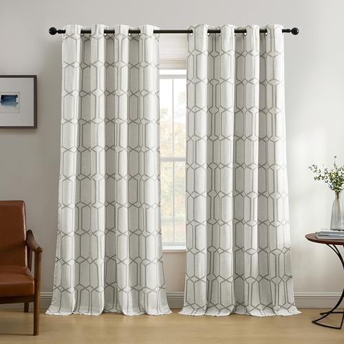 Threadmade Kaiden Geometric Room Darkening Window Curtain, Gray - 52" W x 84" L - color: Grey, size: 52"W x 84"L (Pack of 1)
