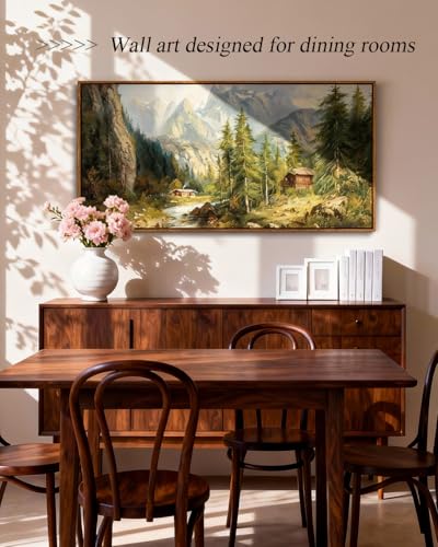 ARPEOTCY Rustic Landscape Wall Art, Rustic Nature Mountain Prints 20×40 in - color: Alpine Cabin Mountain, size: 40"L x 20"W