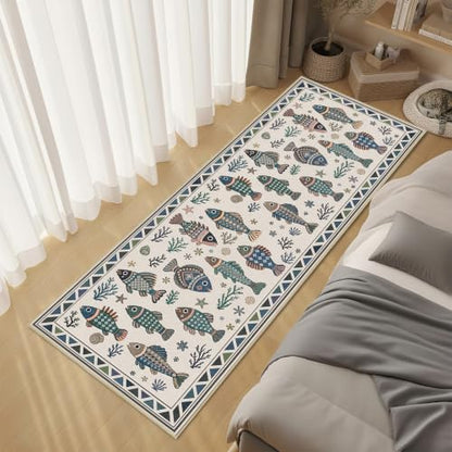 Fish Ocean Runner Rug 2x6 for Hallway Bedroom Coastal Kitchen Rugs Low Pile - color: Fish, size: 2'x6' (Runner)