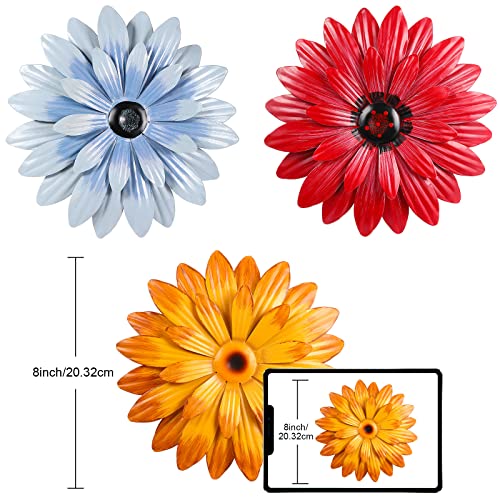 Hotop 3 Pcs Metal Flower Wall Art for Outdoor Decor, 8 Inches, Retro - color: Retro, size: 8 Inches