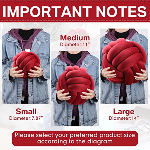 Namalu 10.6 Inches 2 Pcs Knot Pillow Decorative Throw Pillow, Wine Red - color: Wine Red, size: 10.6 Inches
