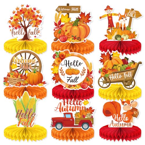 Fall Thanksgiving Table Decorations, Autumn Honeycomb Centerpieces - style: 9 PCS Fall