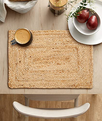 Ramanta Home Jute Braided Placemats Set of 4 13x19 Inches - Natural - size: 13x19 Inches