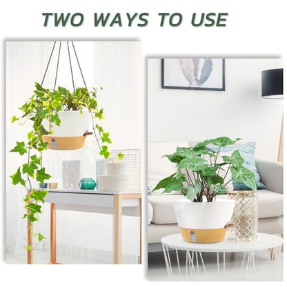 ZMTECH 대형 30.5cm(12인치) 자체 급수 벽걸이 화분, 워터 윈도우 및 체인 - color: 화이트.