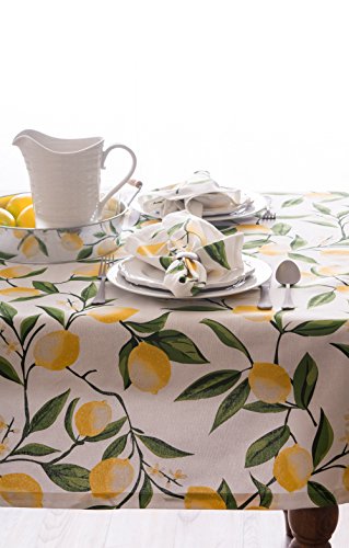 DII Lemon Bliss Tabletop Collection, Tablecloth, 60x84 - size: 84" x 60" (Rectangular)