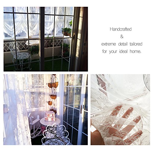 FADFAY Elegant White Lace Embroidered Sheer Balloon Curtains, Adjustable Tie-Up Curtain, 1 Panel Floral Tulle Curtains for Windows-78''*78'' - size: 78"W x 78"L (Pack of 1)