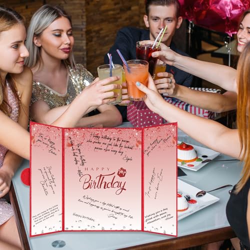 Crenics Red Happy Birthday Guest Signature Book Alternative 18" x 12" - color: Red