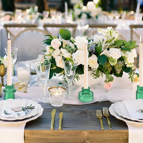 Glass Candlestick Holders, Taper Candle Holders, Set of 6, Green - color: Green, size: 6 PCS