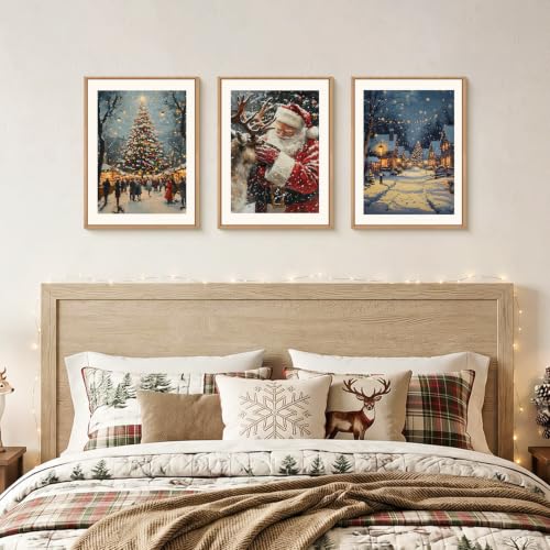 Aryroi Large Enchanting Christmas Framed Canvas Wall Art Set- 12"x16"x3 - color: Enchanting Christmas Scene Wall Art, size: 12"L x 16"W